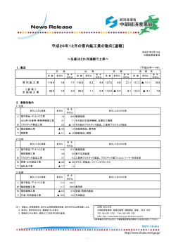 平成26年12月の管内鉱工業の動向［速報］（PDF