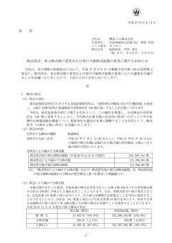 単元株式数の変更および発行可能株式総数の変更に関するお知らせ