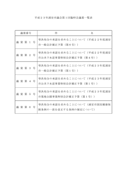 議案一覧表 （PDF 22.2KB）