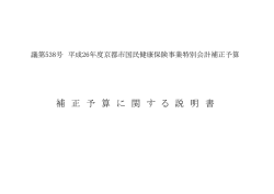 補 正 予 算 に 関 す る 説 明 書
