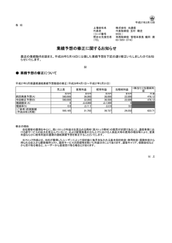 業績予想の修正に関するお知らせ