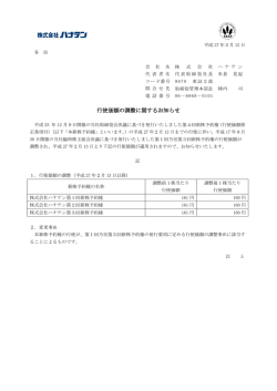 行使価額の調整に関するお知らせ