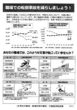 仕事中に転倒して4日以上仕事を休む方は、 年間26,000人ほどで、 労働