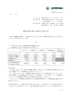 業績予想の修正に関するお知らせ
