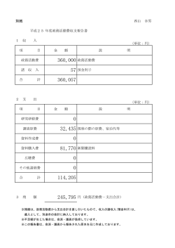 西山幸男議員平成25年度収支報告書 （PDF 73.6KB）