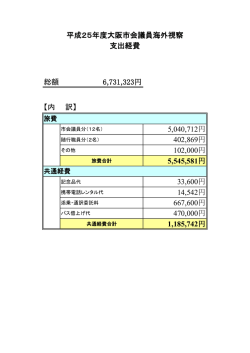 総額 6,731,323円 【内 訳】 5,040,712円 402,869円 102,000