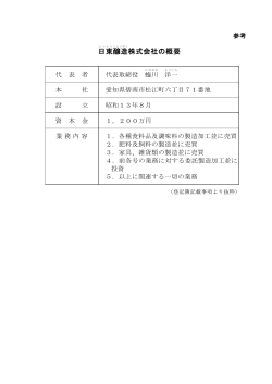 参考 日東醸造 株式会社の概要（PDF：75KB）