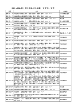 議案所管課一覧表（平成27年第1回定例会）（PDF：7KB）