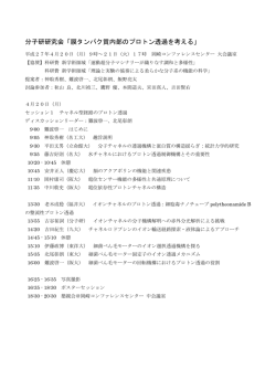 分子研研究会「膜タンパク質内部のプロトン透過を考える」
