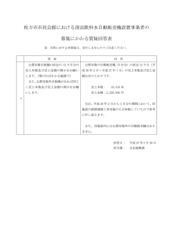 枚方市市民会館における清涼飲料水自動販売機設置事業者の 募集に