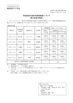 学校給食の放射性物質検査について （県外産食材検査）