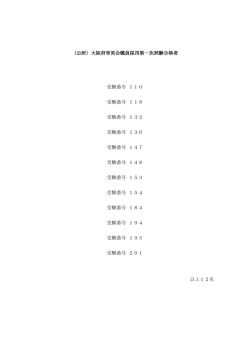 （公財）大阪府育英会職員採用第一次試験合格者 受験番号 110 受験