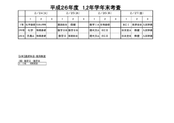 学年末考査日程