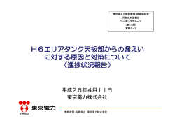H6エリアタンク天板部からの漏えい に対する原因と対策について （進捗