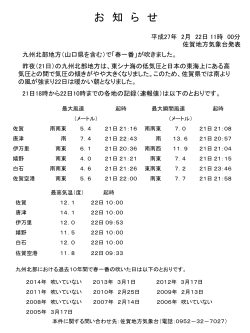 「春一番のお知らせ」を掲載しました。