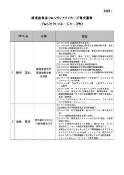 別紙 1 経済産業省フロンティアメイカーズ育成事業 プロジェクト