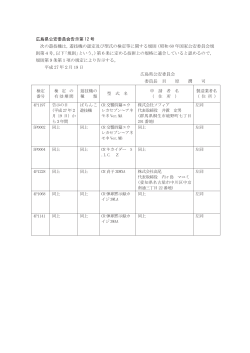広島県公安委員会告示第 12 号 次の遊技機は，遊技機の認定及び型式