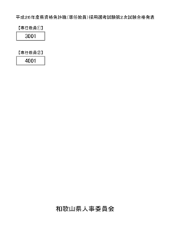 （専任教員）採用選考試験第2次試験合格発表
