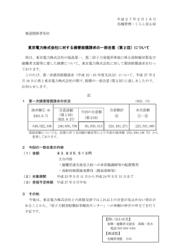 東京電力株式会社に対する損害賠償請求の一部合意（第2回）について