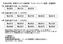 H26年度ラッキーナンバー当選番号