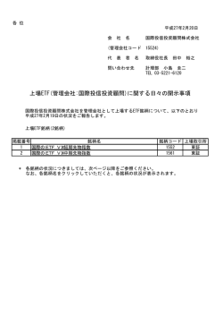 上場ETF(管理会社:国際投信投資顧問)に関する日々の開示事項