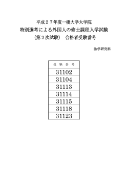 特別選考による外国人の修士課程入学試験