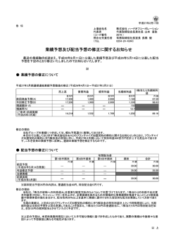 業績予想及び配当予想の修正に関するお知らせ
