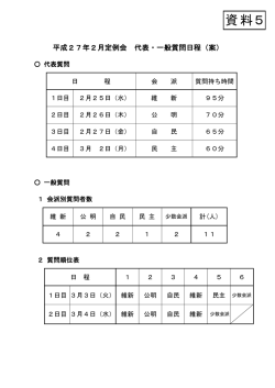 （資料5「平成27年2月定例会代表・一般質問日程（案）」参照） [PDF