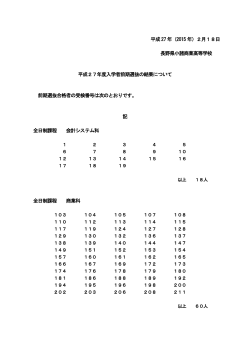 平成27 年（2015 年）2月18日 長野県小諸商業高等学校 平成27年度