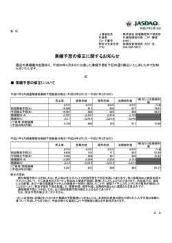 業績予想の修正に関するお知らせ