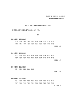 前期選抜合格者の受検番号