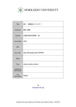 Instructions for use Title 続々・福島後のエネルギー Author(s)