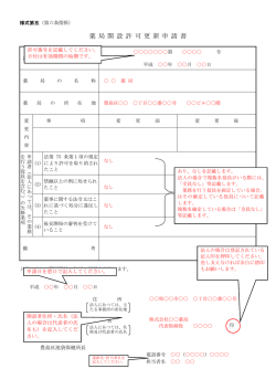薬 局 開 設 許 可 更 新 申 請 書