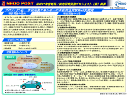 プロジェクト名： 未利用熱エネルギーの革新的活用技術研究開発