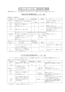 平成21年11月分 検査結果の概要