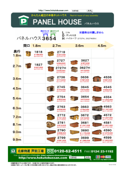 奥行 1.8m 2.7m 3.6m 4.5m 5.4m 6.3m 7.2m 8.1m 9.0m 9.9m