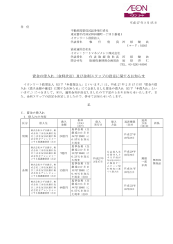 資金の借入れ（金利決定）及び金利スワップの設定に関するお知らせ