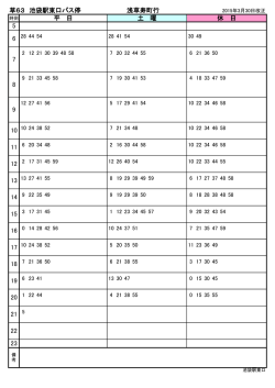 草63 池袋駅東口バス停 浅草寿町行 20 21 22 23 14 15 16 17 18 19 8