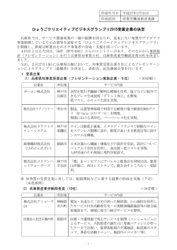 ひょうごクリエイティブビジネスグランプリ2015 受賞者一覧（PDF