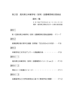 第2回 高知県立林業学校（仮称）設置構想検討委員会 資料一覧