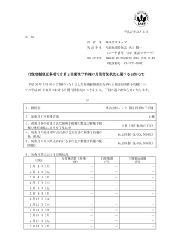 行使価額修正条項付き第2回新株予約権の月間行使状況に関するお知らせ