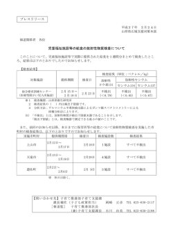 児童福祉施設等の給食の放射性物質検査について プレスリリース