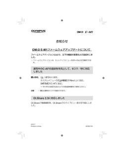 E-M1 ファームウェアバージョン3.0より変更および追加された機能