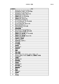 CD件名一覧表 2015.2 分類番号 件名 ｼﾞﾔｽﾞ ｱﾝﾄﾞ ﾌﾕｰｼﾞﾖﾝ ｱｰﾃｲｽﾄ ﾍﾞﾂ