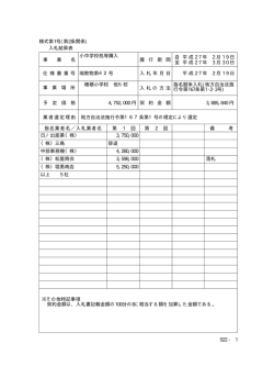様式第1号(第2条関係) 入札結果表 小中学校机等購入 自 平成 2 7 年 2