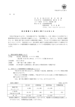 東 京 會 舘 ビ ル 建 替 に 関 す る お 知 ら せ 当社は平成 24 年 11 月に