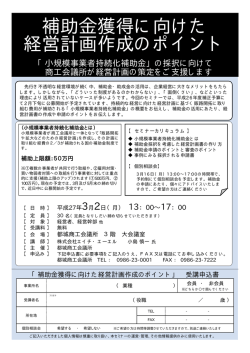 補助獲得に向けた 経営計画作成のポイント
