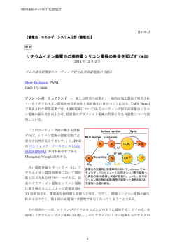 リチウムイオン蓄電池の高容量シリコン電極の寿命を延ばす (米国)