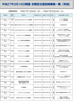 【募集期間】 平成27年1月26日（月）～平成27年2月24日（火）