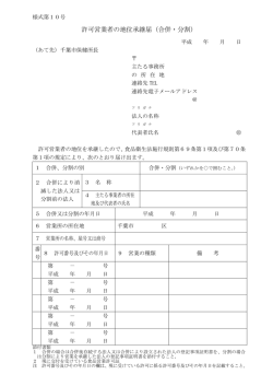 許可営業者の地位承継届（合併・分割）